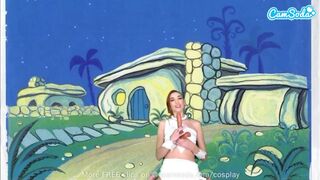 Cuki Flintstone cosplay tini baszik és nyeli a hatalmas szerszámot